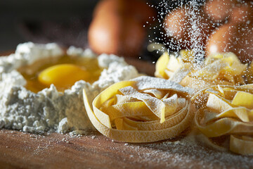 Canvas Print - Dried pasta noodles, handmade noodles	