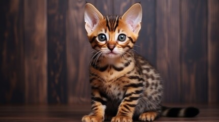 Poster - Indoor portrait of elite Bengal kitten ideal for printing posters and design