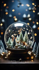 Wall Mural - Magical empty snow globe. Christmas snow globe. Generative AI