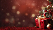 Christmas Background Red With Copy Space, Xmas Celebration Background