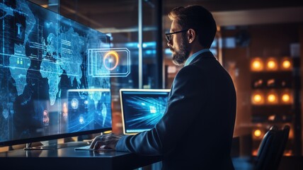 Aufkleber - An image of a strategist planning the integration of digital technologies into an organization's operations
