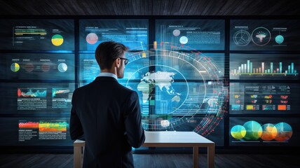 Leinwandbilder - Visualize a person analyzing digital analytics and optimizing marketing strategies in digital marketing
