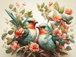 Colorful little bird, cartoon illustration