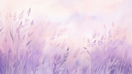 Wall Mural - watercolor lavender background with a copy space, delicate soft pastel shade illustration greeting blank