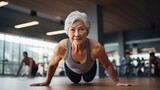 Fototapeta  - Senior woman asian exercising at the gym , the elderly and exercise, health of the elderly