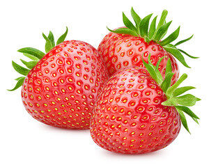 Wall Mural - Fresh red ripe strawberries isolated on white
