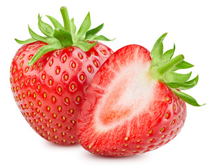 Wall Mural - Fresh strawberry isolated on white background