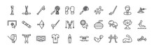 Outline Icons Set From Sport Concept. Editable Vector Such As Award, Ice Hockey, Baseball, Football, Volleyball, Trophy, Training Icons.