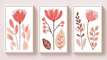 Wall Mural - Creative flower and floral geometric frame. Design for wall decoration, postcard, poster or brochure.