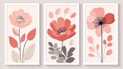 Canvas Print - Creative flower and floral geometric frame. Design for wall decoration, postcard, poster or brochure.
