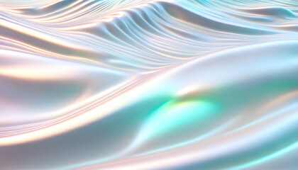 Wall Mural - Abstract background of shiny bright pale whitish iridescent big waves