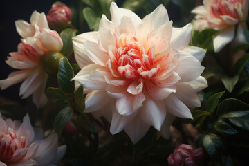 Poster - A close-up photograph showcasing the delicate beauty of a pink and white flower. Perfect for adding a touch of elegance to any project or design.