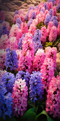 Poster - A beautiful bunch of purple and pink flowers in a field. Perfect for adding a touch of color and natural beauty to any project or design.