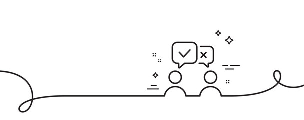 Poster - people voting line icon. continuous one line with curl. internet vote sign. web election symbol. peo