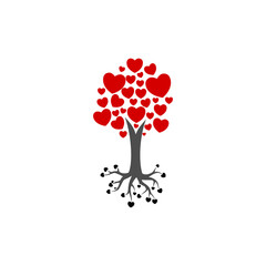 Sticker - Tree with leafs of hearts icon isolated on transparent background