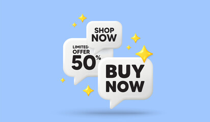 Poster - buy now tag. 3d offer chat speech bubbles. special offer price sign. advertising discounts symbol. b