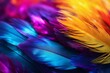 Colorful feathers close-up on a vibrant background. Generative AI