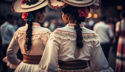 Wall Mural - Colorful skirts fly during traditional Mexican dancing.