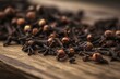 close-up of cloves on timber. Generative AI
