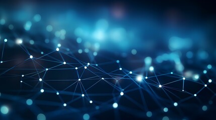 Technology abstract background with moving dots and lines network connection structure futuristic. generative AI