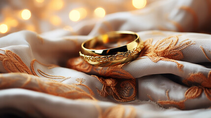 Wall Mural - A pair of golden wedding rings.