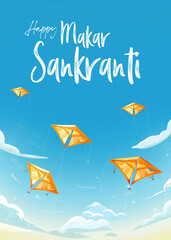 Wall Mural - Illustration of Happy Makar Sankranti Holiday India Festival.