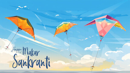 Wall Mural - Illustration of Happy Makar Sankranti Holiday India Festival.