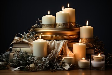 Canvas Print - christmas still life with candles