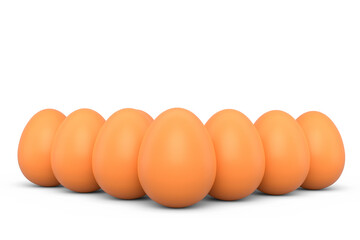 Wall Mural - Group farm raw organic brown chicken eggs standing in line or queue