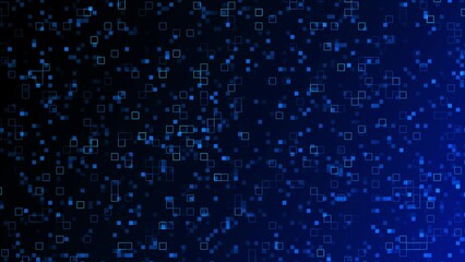 Poster - Digital technology background animation - blue pattern pixel background from animated digital data squares