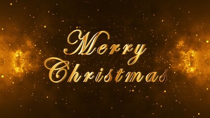 Wall Mural - Merry Christmas lettering - gold text on decorative background - greeting card for holiday - 3D Illustration