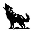Silhouette eines heulenden Wolfs schwarz-weiß vektor