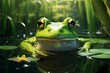 A frog swimming in a pond. Generative AI