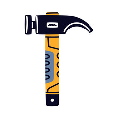 Sticker - Hammer with Metal Head and Handle as Construction Tool Vector Illustration