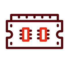 RAM Thick Line Two Colors Icon Design