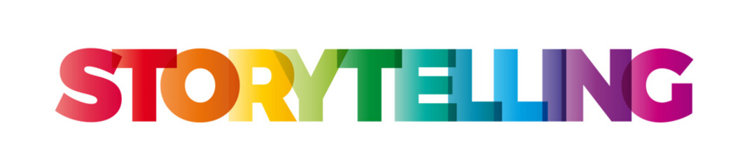 Wall Mural - the word storytelling. vector banner with the text colored rainbow.