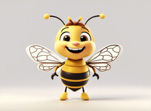 A 3d Three-dimensional Illustration Of A Cute Baby Bee On White Background Portrayed As A Lovable Cartoon Character