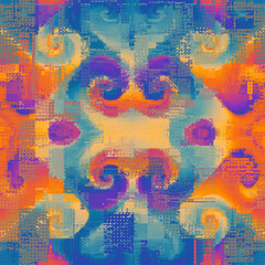 Poster - Vector image with imitation of grunge datamoshing texture. Retro risograph texture.