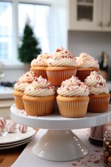 Poster - Beautiful cupcakes on white kitchen.