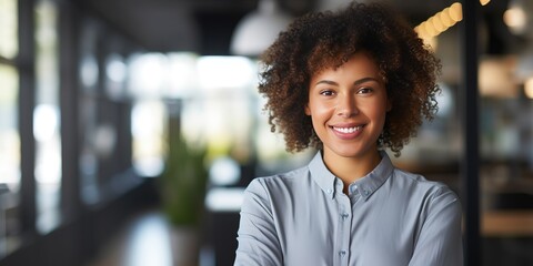 Leinwandbilder - A businessman girl works in an office