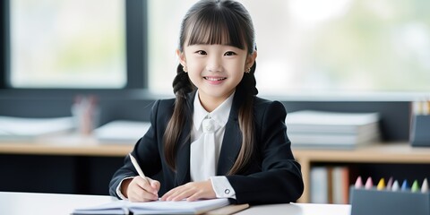 Poster - A little girl is learning