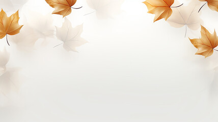 Wall Mural - white background with copy space yellow autumn leaves layer postcard.