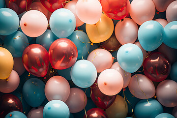 Wall Mural - balloons and colorful balloons with happy celebration party background