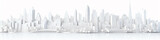 Fototapeta Uliczki - white city cityline paper sculpture long panorama background layout.