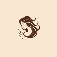 Natural cosmetics, beautiful woman's face, abstract design corporate logo