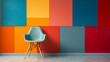colorful wall with chair