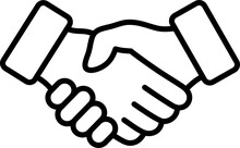 The handshake icon of two hands as concept of business trust, commitment and partnership