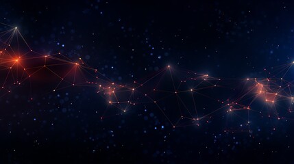 Wall Mural - Digital art of futuristic network connections with glowing dots and lines