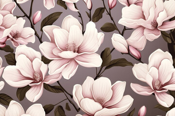 Wall Mural - Pink seamless blossom vintage flower decorative wallpaper pattern art design