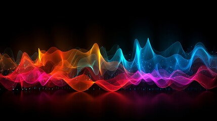 Wall Mural - Colorful sound wave visualization on a dark background